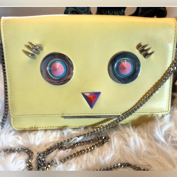 FENDI Monster Hypnoteyes Yellow Multicolor Shoulder Bag